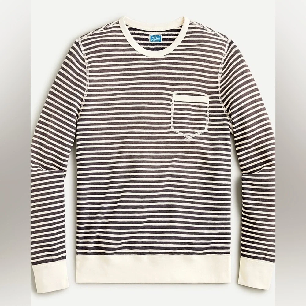 J.Crew Lightweight Sunfaded French Terry Sweatshirt in Stripe Size XL